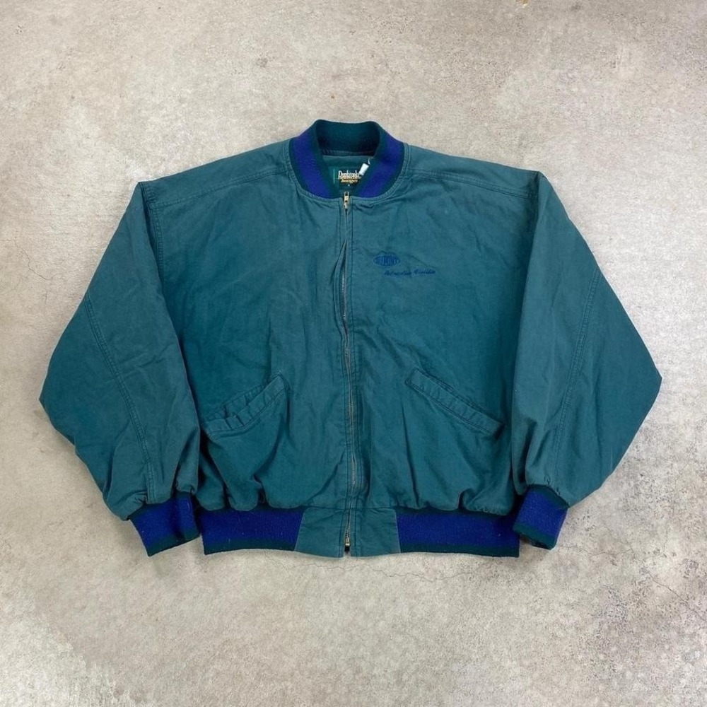 Vintage 90s Dupont Racing Bomber Jacket Size Large Green Full Zip Nascar Logo